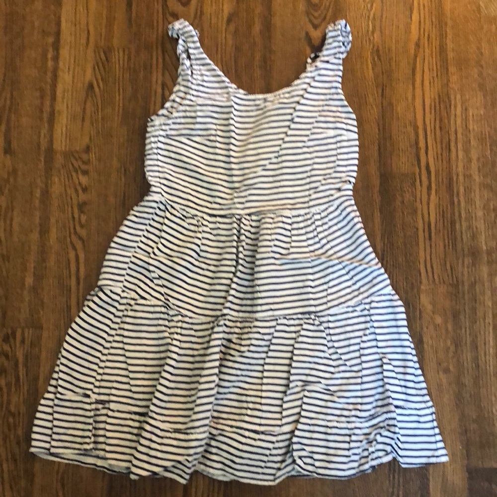 Blue and white striped flow dress